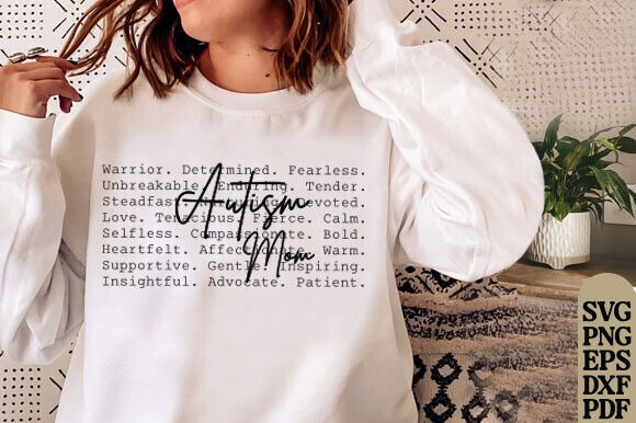Autism Mom Words Png Svg, Autism Mama Graphics and T-Shirt Designs