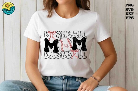 Baseball Mom Bow PNG SVG Sublimation Graphics and T-Shirt Designs