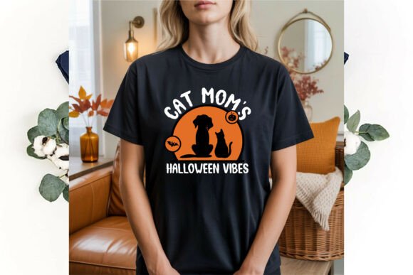 Cat Mom’s Halloween Vibes Witchy Svg Graphics and T-Shirt Designs