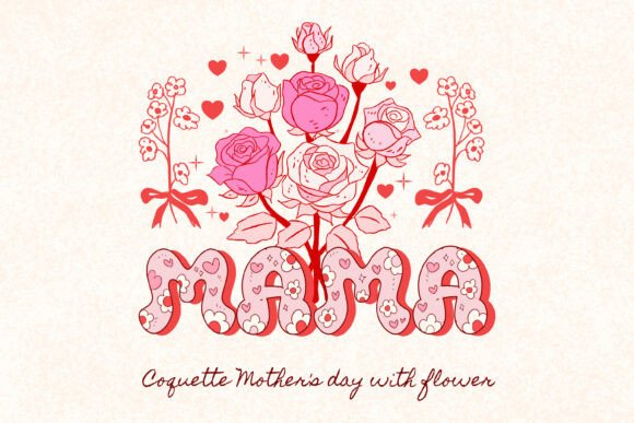 Coquette Retro Mama Svg Pvg Sublimation Graphics and Illustrations