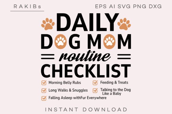 Daily Dog Mom Routine Checklist SVG PNG Review