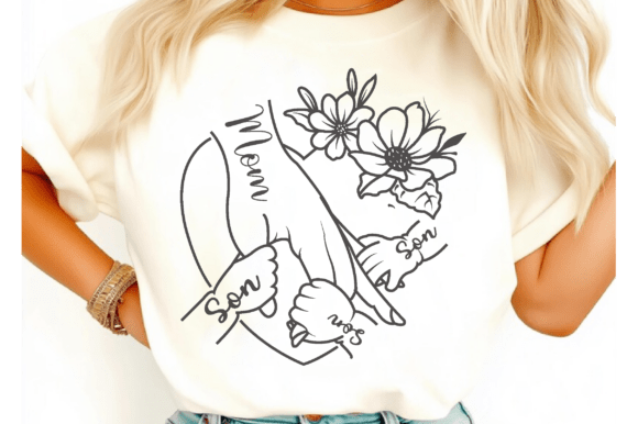 Mother with 3 Child s Hands Svg PNG, Mom Graphics and T-Shirt Designs