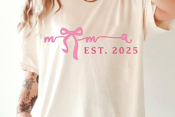 Pink Mama Est 2025 Coquette SVG PNG Graphics and T-Shirt Designs